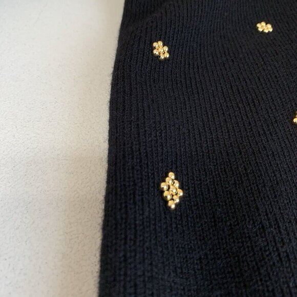 Vintage Talbots Soft Merino Wool Cardigan Black With Bead Clusters Womens Large - Picture 5 of 9